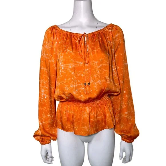Michael Kors long sleeve michael kors orange Boho top NWT $98 - Picture 3 of 7
